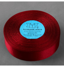 Лента атласная, 25 мм × 33 ± 2 м, цвет бордовый
