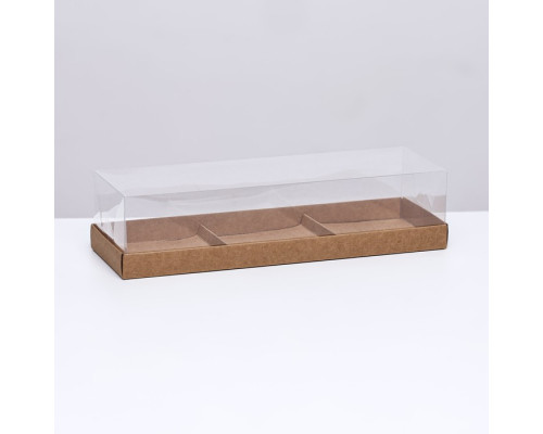 Коробка для муссовых пироженных 3 штуки, 26x8,5x6 Крафт