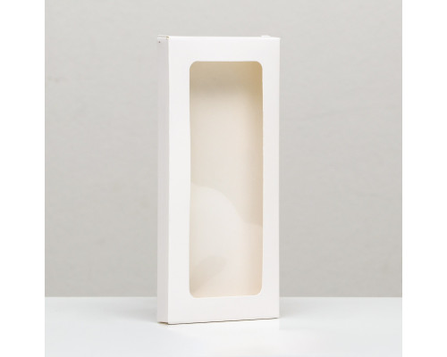 Коробка под плитку шоколада, белая с окном, 17,1 х 8 х 1,4 см