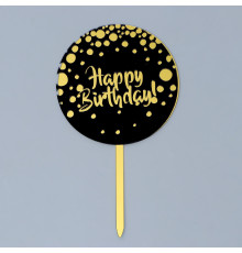 Топпер «Happy Birthday», цвет чёрно-золотой