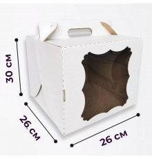 Коробка для торта с ручками и окном ВС 26*26*30 см